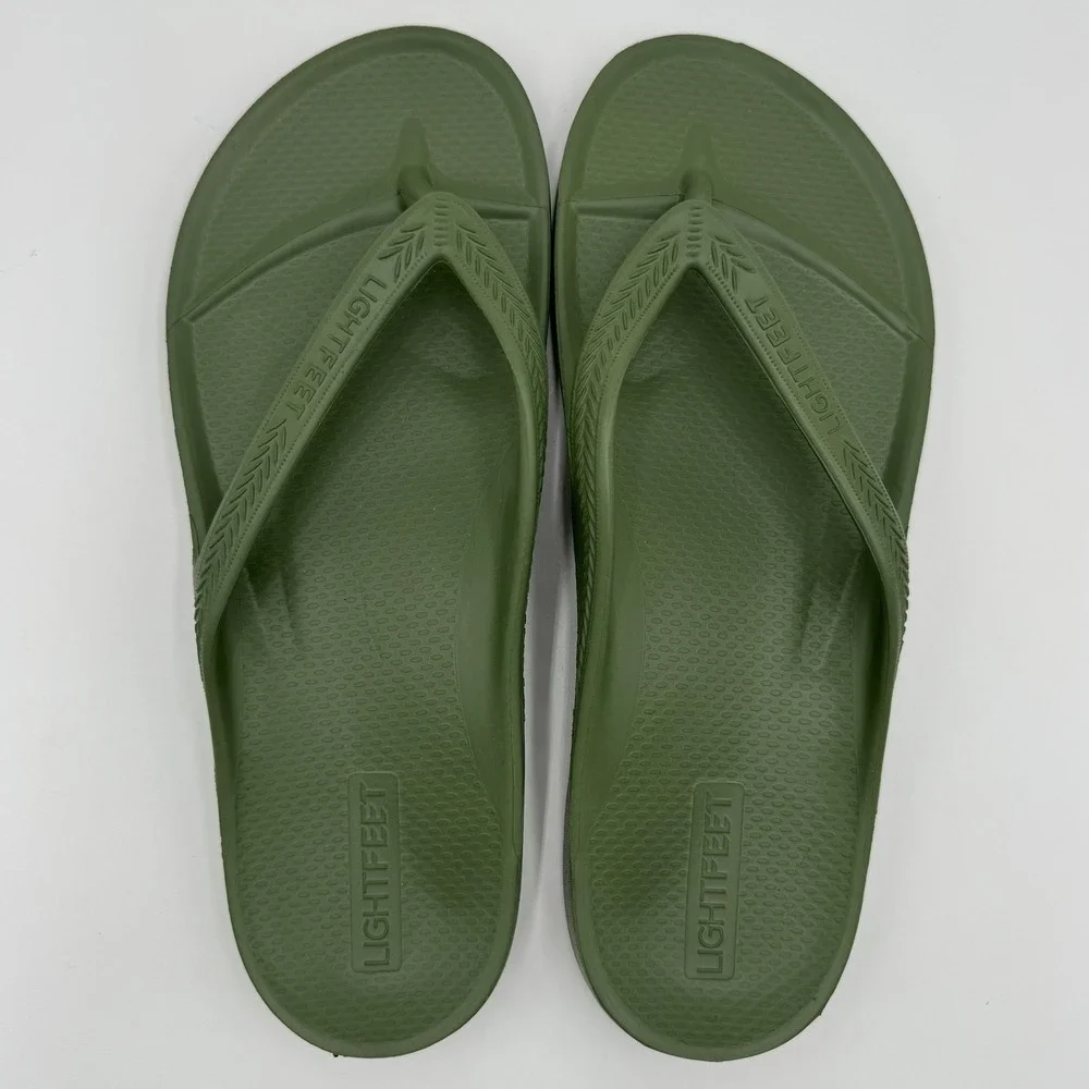 Lightfeet Arch Support Flip Flops Sandals Women 9 / Men 8 Green Beach Vacation
